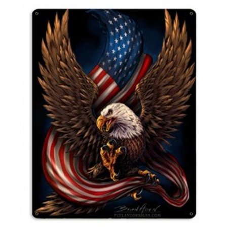 KEEN 18 x 12 in. Eagle & Flag Satin Metal Sign KE1124324